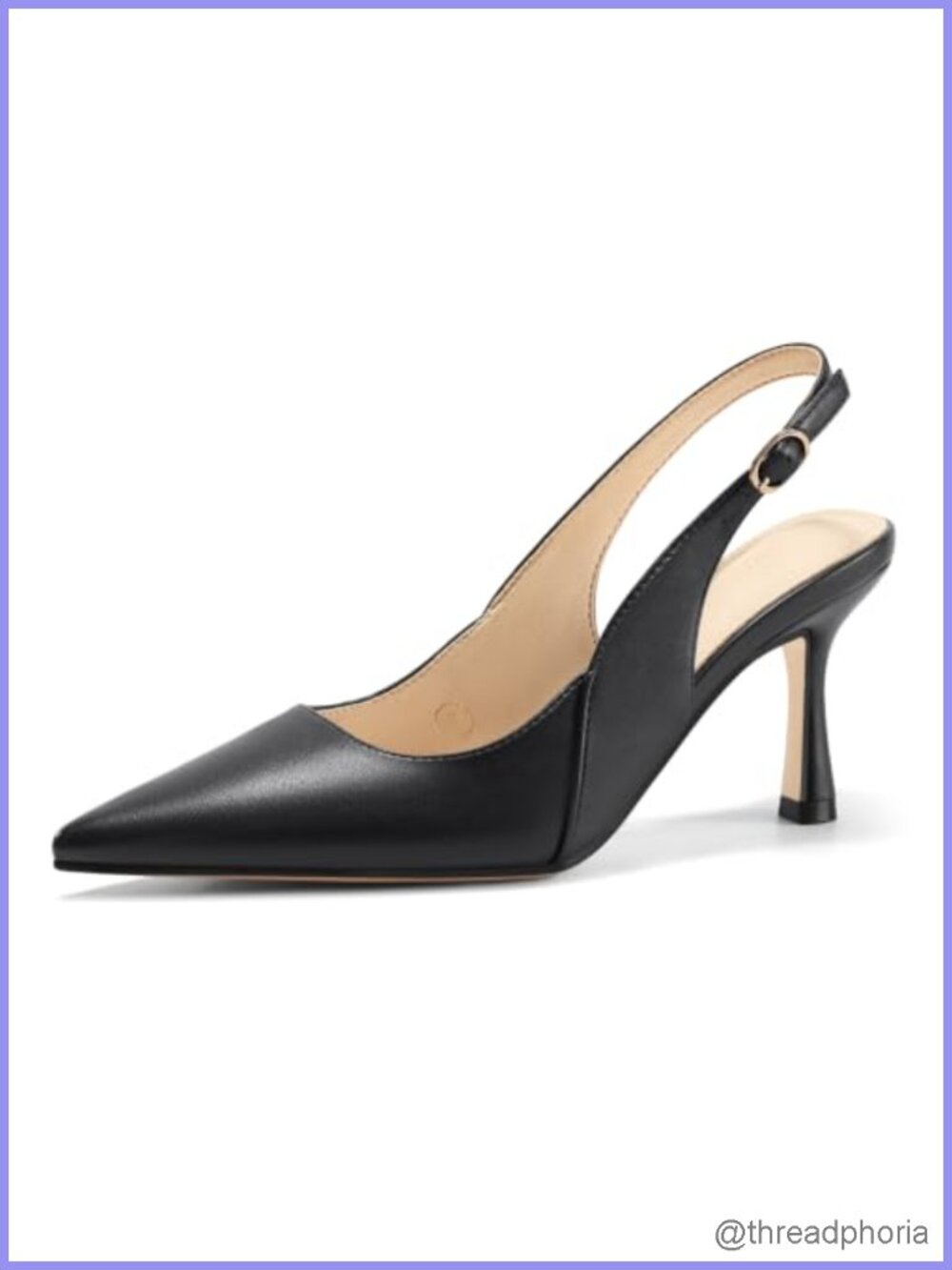 Pointed Toe Slingback Kitten Heels Faux Leather Pumps Work Wedding